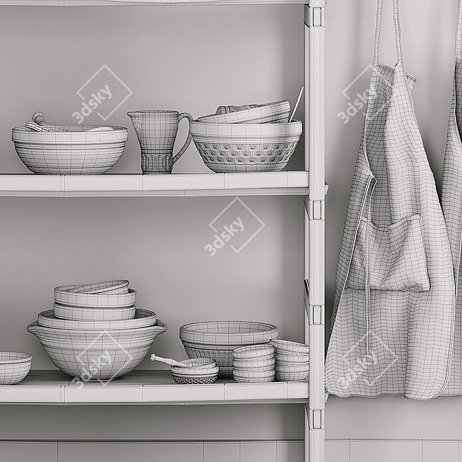 Crafted Pottery Rack 3D model image 3