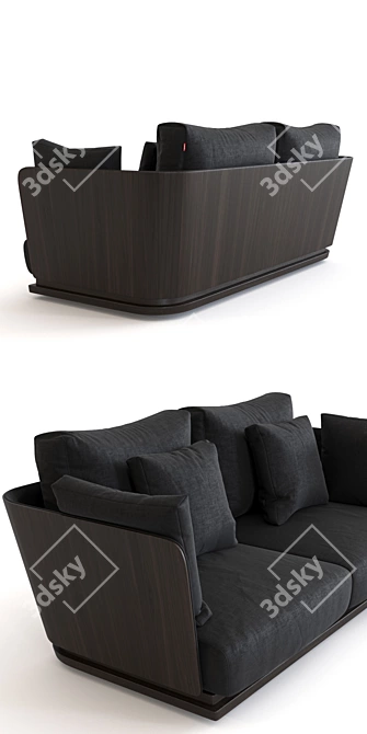 Contemporary 2 Seater Fabric Sofa 3D model image 2