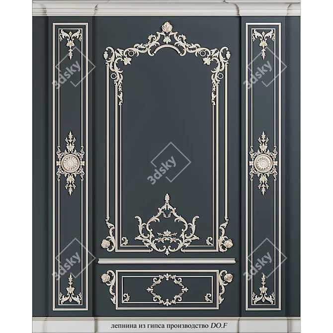 Gypsum Frame Kit: Elegant Wall Decor 3D model image 1