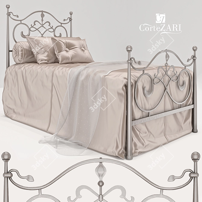 Elegant Incanto Wood Metal Bed 3D model image 1