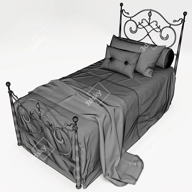 Elegant Incanto Wood Metal Bed 3D model image 2