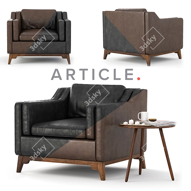 Worthington Armchair: Timeless Elegance & Comfort 3D model image 1