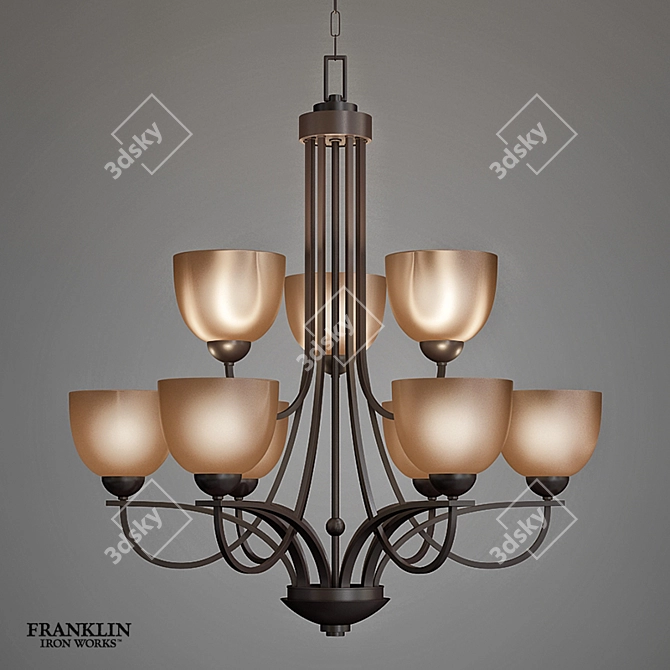 Bronze Bennington 9-Light Chandelier 3D model image 1