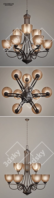 Bronze Bennington 9-Light Chandelier 3D model image 2