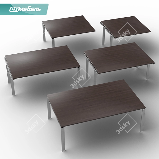 Title: Bent Executive Meeting Tables 3D model image 1