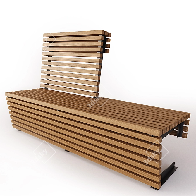 Modern Urban Bench and Bin Set 3D model image 3