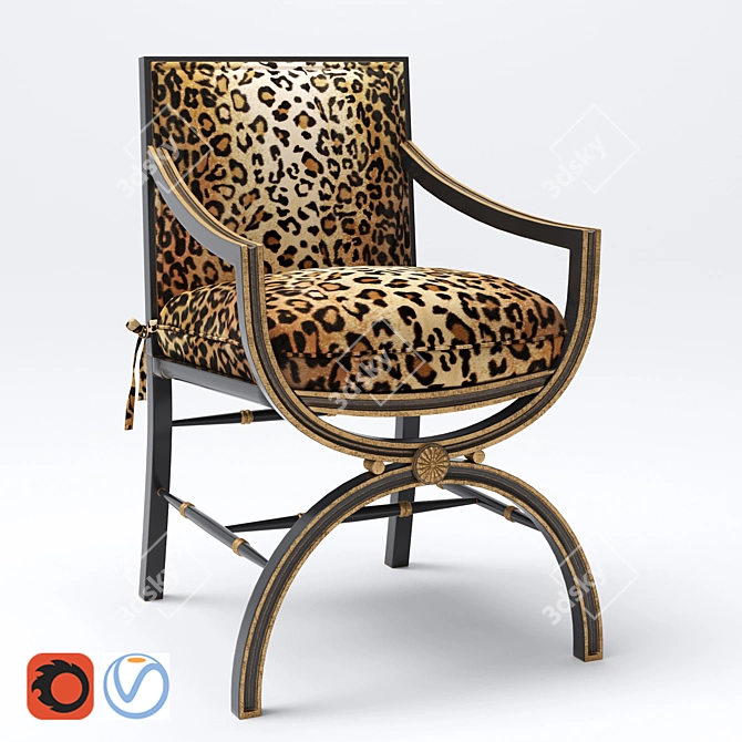Glamorous Leopard-Print Armchair 3D model image 1