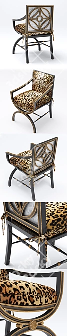 Glamorous Leopard-Print Armchair 3D model image 2