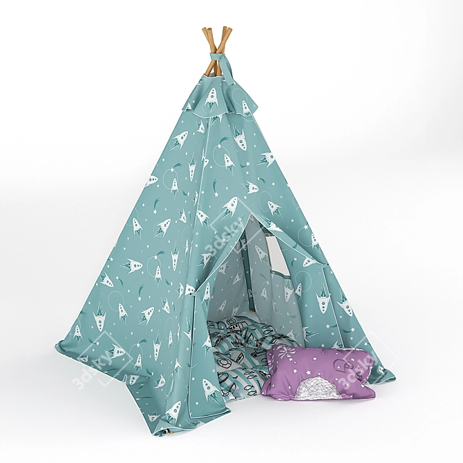 Cozy Native-Style Wigwam 3D model image 2