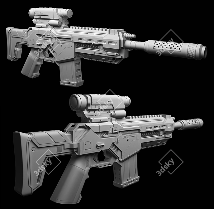 Advanced AX-7 Assault Firearm 3D model image 2