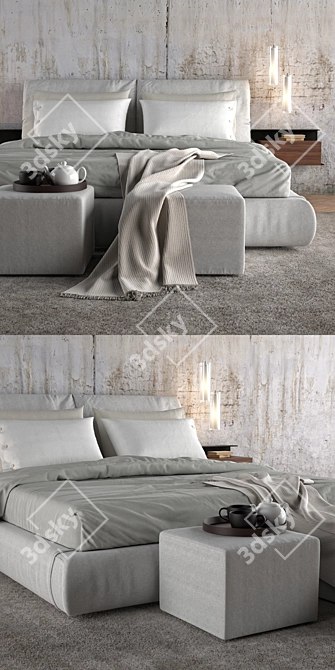 Flexform Newbridge Bed: Stylish & Functional Sleep Solution 3D model image 2