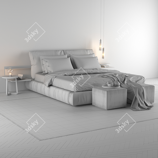 Flexform Newbridge Bed: Stylish & Functional Sleep Solution 3D model image 3