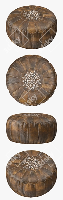 Exquisite Moroccan Leather Pouf 3D model image 2