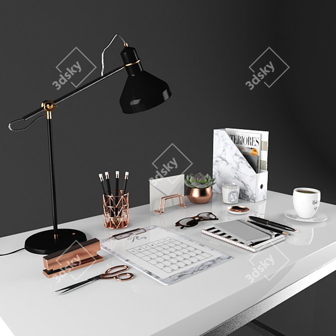 Modern Desk Essentials Set 3D model image 2