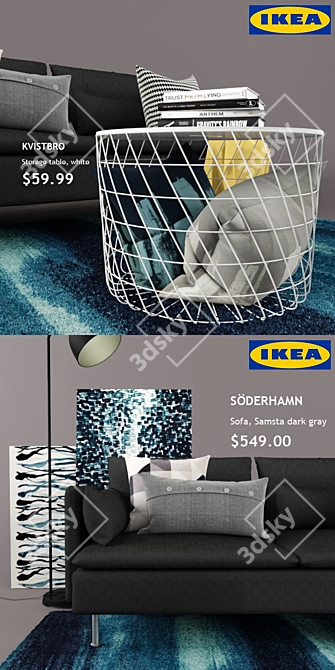 Stylish SÖDERHAMN Sofa Set 3D model image 2