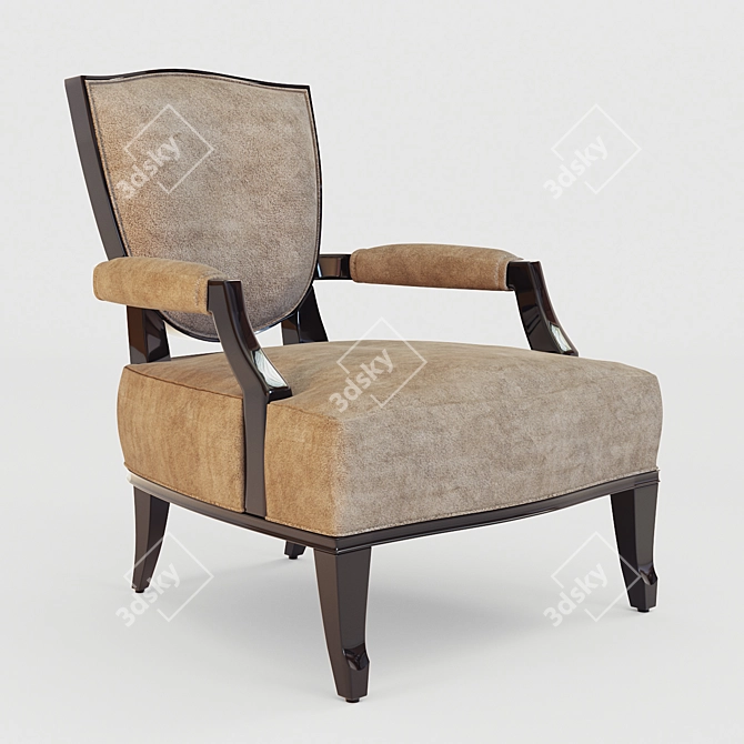 Elegant Shield Back Lounge Chair 3D model image 1