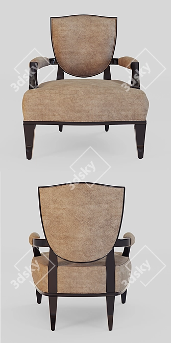 Elegant Shield Back Lounge Chair 3D model image 2