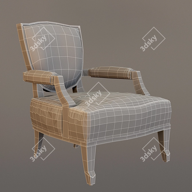 Elegant Shield Back Lounge Chair 3D model image 3