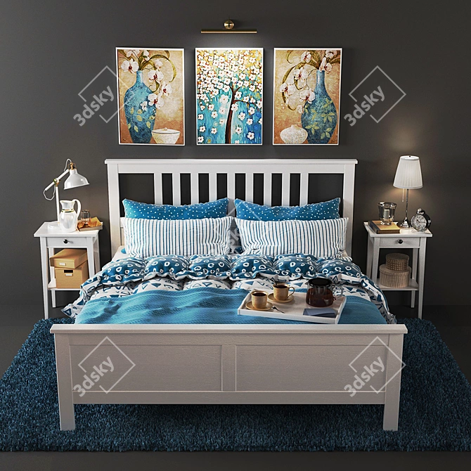 Scandinavian White HEMNES Bedroom Set 3D model image 1