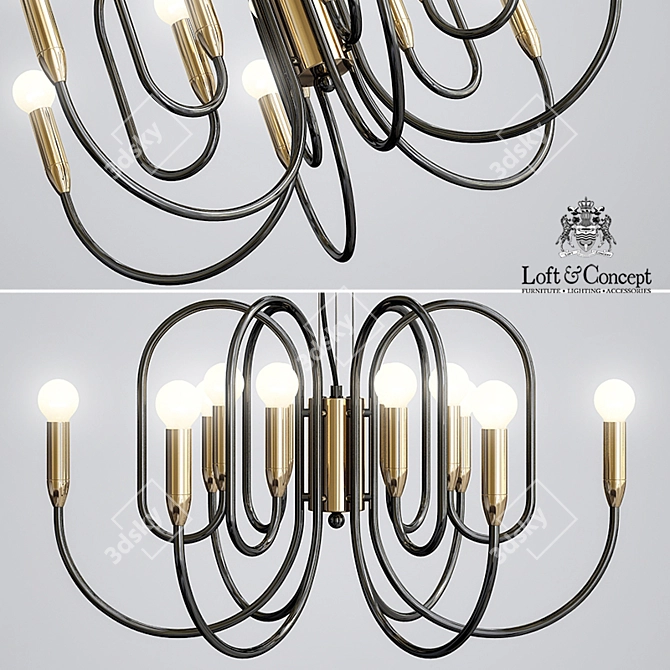 Modern 12-Light Black Inspiration Pendant 3D model image 1
