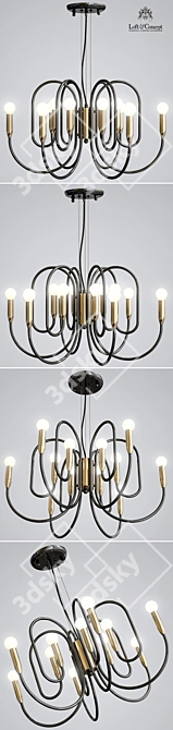 Modern 12-Light Black Inspiration Pendant 3D model image 2