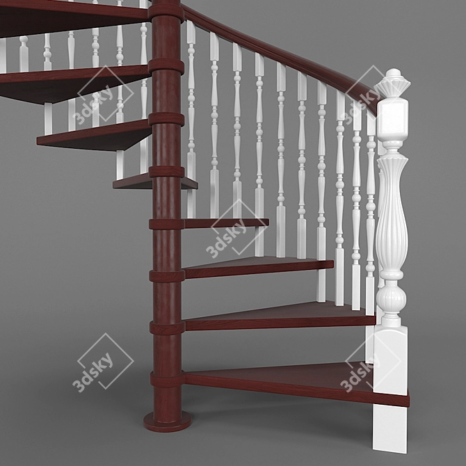 Wooden Spiral Staircase: Elegant and Functional 3D model image 2