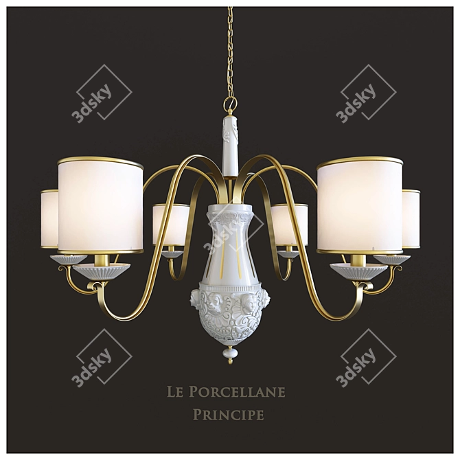 Elegant Porcelain Chandelier 3D model image 1