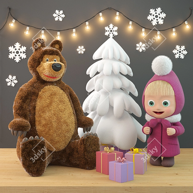 Masha and the Bear Toy Set 3D model image 1