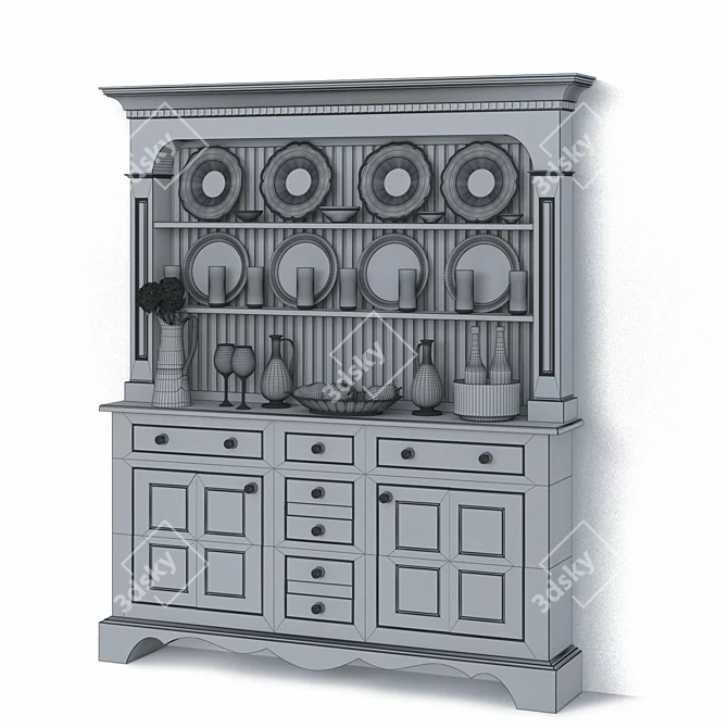 Vintage Violet-Sapphire Cupboard 3D model image 3