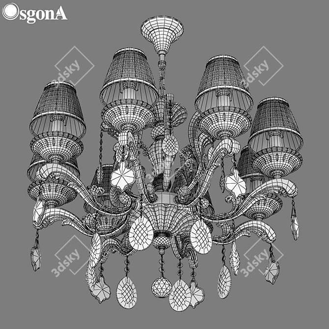 Elegant Crystal Pendant Chandelier 3D model image 3