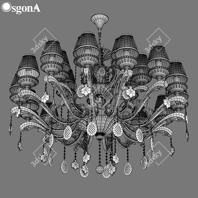 Elegant Crystal Pendant Chandelier 3D model image 3