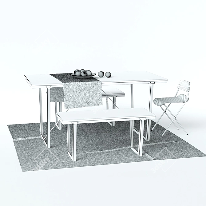 Versatile Scandinavian Dining Set 3D model image 3