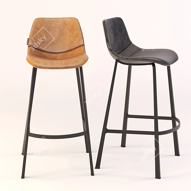 Stylish Dutchbone FRANKY Barstool 3D model image 1