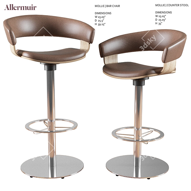 Swivel Pedestal Base Barstool: Mollie Allermuir 3D model image 1