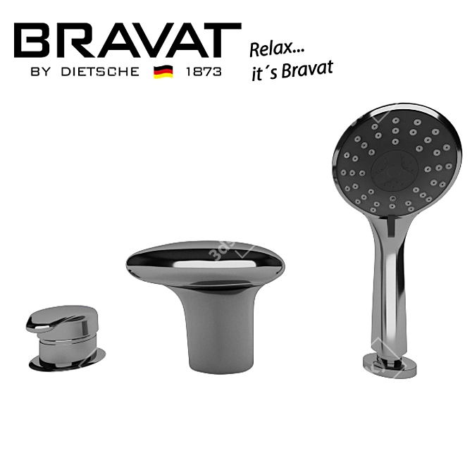 Bravat Cascade Bath Mixer: Sleek and Functional 3D model image 2