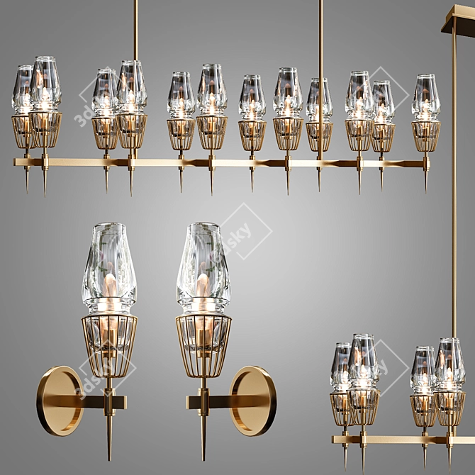 Elegant Chaillot Chandelier - 12 Lights 3D model image 1