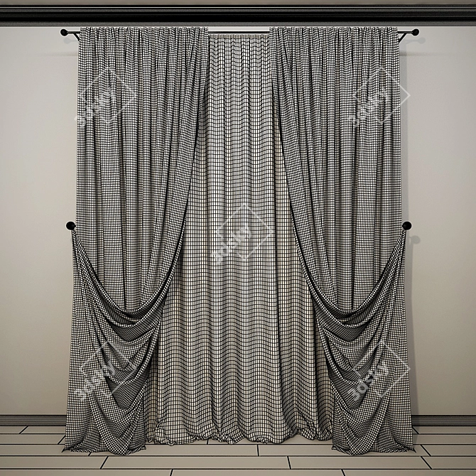Angle Corner Curtains 3D model image 2