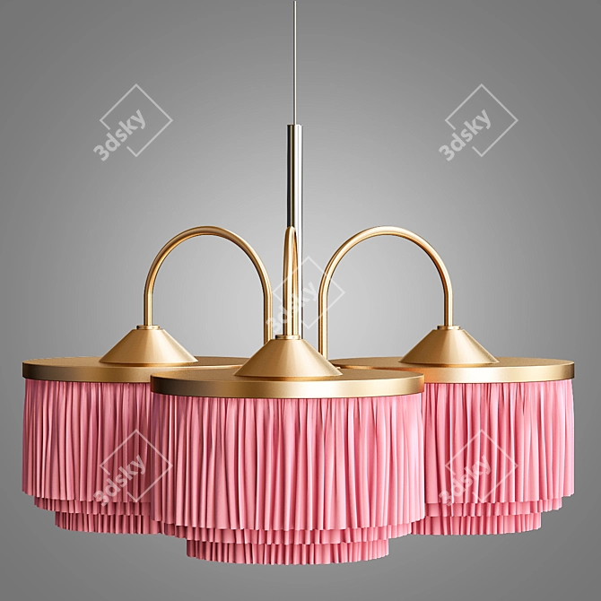 Silk Fringe Pendant Lamp: Elegant Lighting Solution 3D model image 1