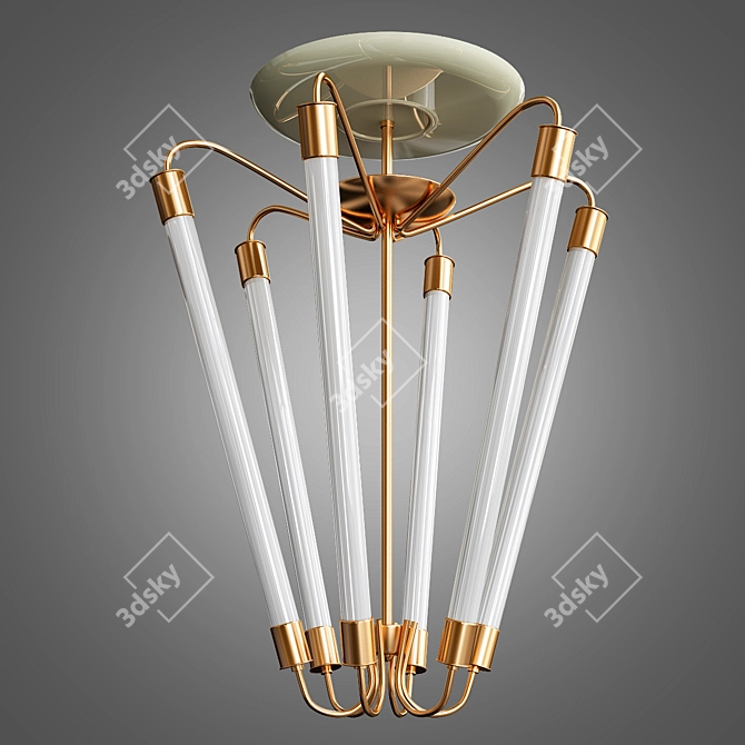 Italian Brass Tube Chandelier 3D model image 1