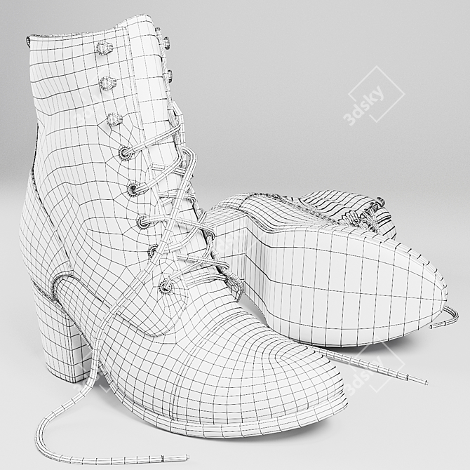 Sleek Leather Diesel Women's Boots 3D model image 3