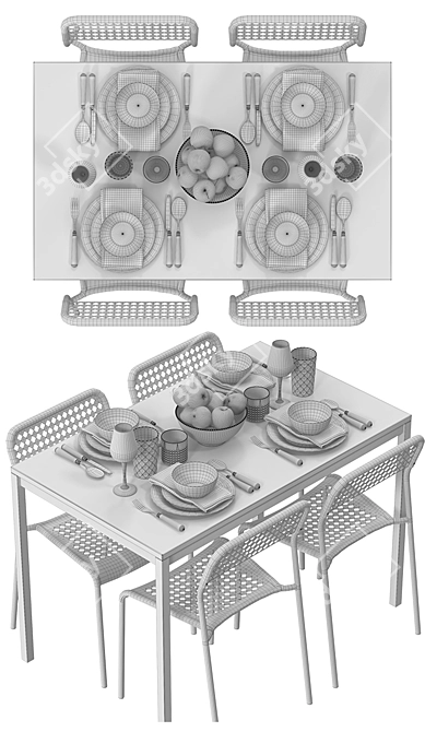 Sleek TARENDO Dining Set 3D model image 3
