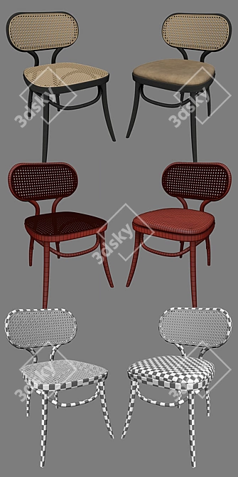 Retro Wicker Bodystuhl by Thonet Vienna 3D model image 3