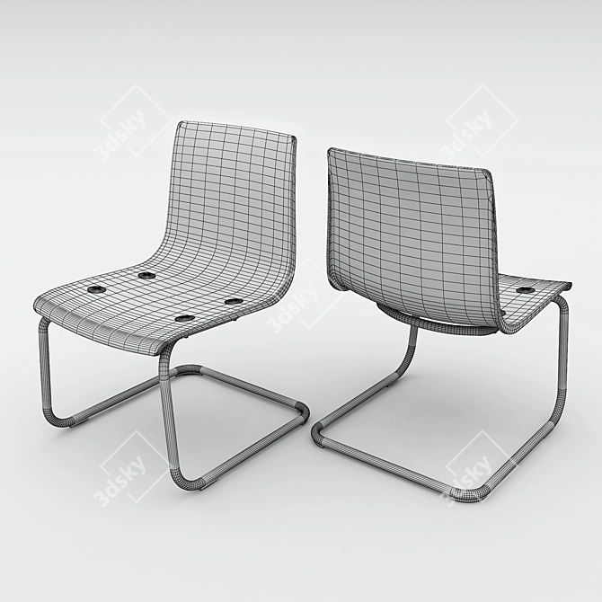 Transparent Chrome Tobias Chair 3D model image 2