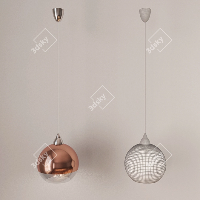 Copper Globe Pendant Lamp 3D model image 2