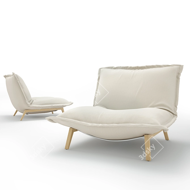Calin Armchair: Stylish Metal Base, Cozy Pillow Detail 3D model image 2