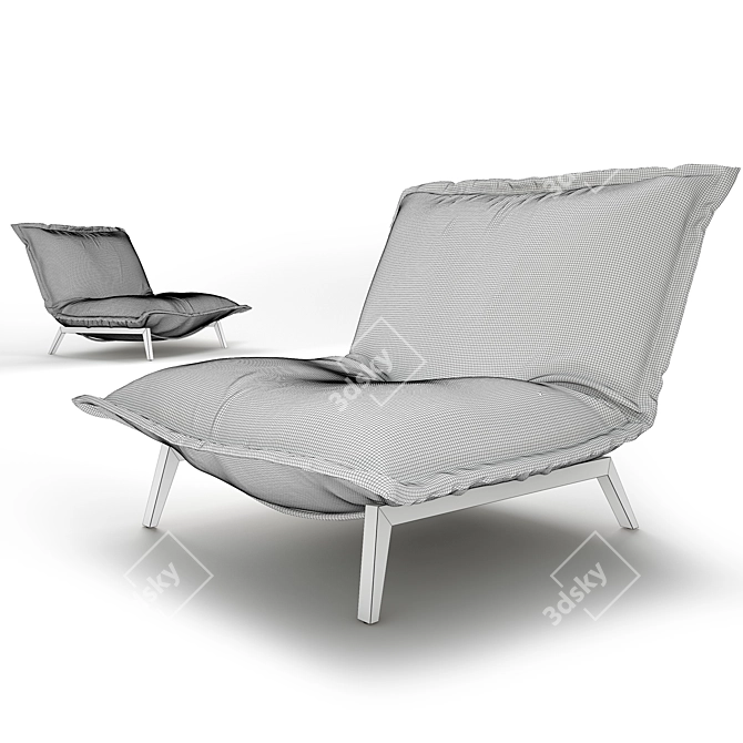 Calin Armchair: Stylish Metal Base, Cozy Pillow Detail 3D model image 3