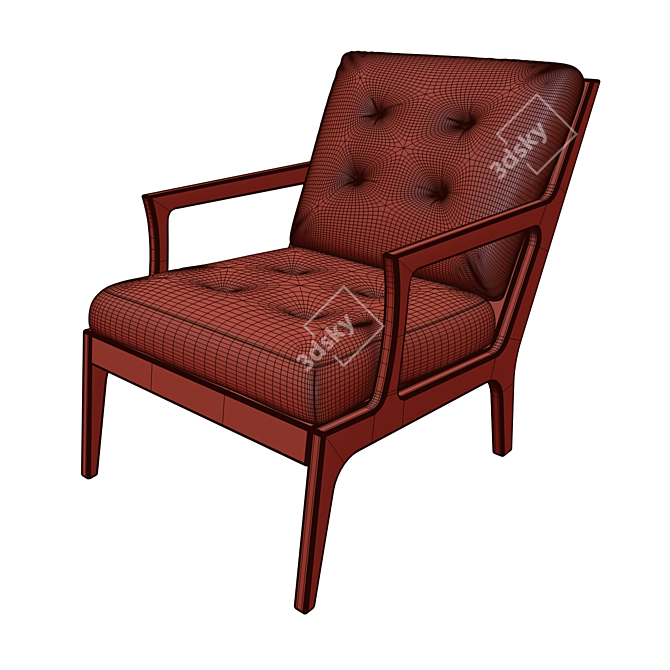 Elegant Bergere Chair: Stylish Comfort 3D model image 3