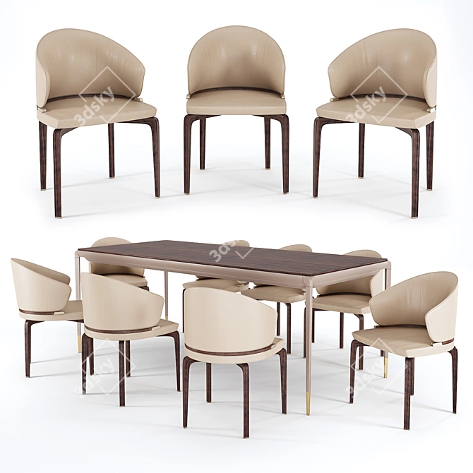 Wansheng Table and Chair Set 3D model image 1