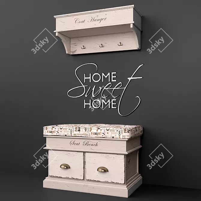 Elegant Hallway Furniture Set MONTE 3D model image 1