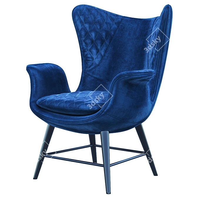 Kare Tudor Blue Velvet Accent Chair 3D model image 1